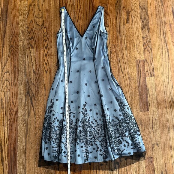 Adrianna Papell Boutique Women's Blue with Black Beaded Dress Size 8 - Picture 5 of 6